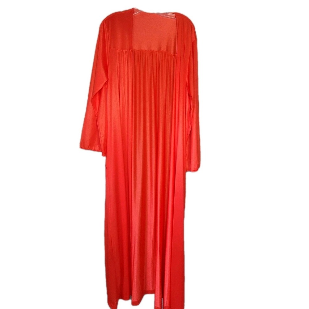 Vintage Rutledge Red Peignoir Nylon Maxi Nightgown Bell Sleeve Robe Sz Large USA